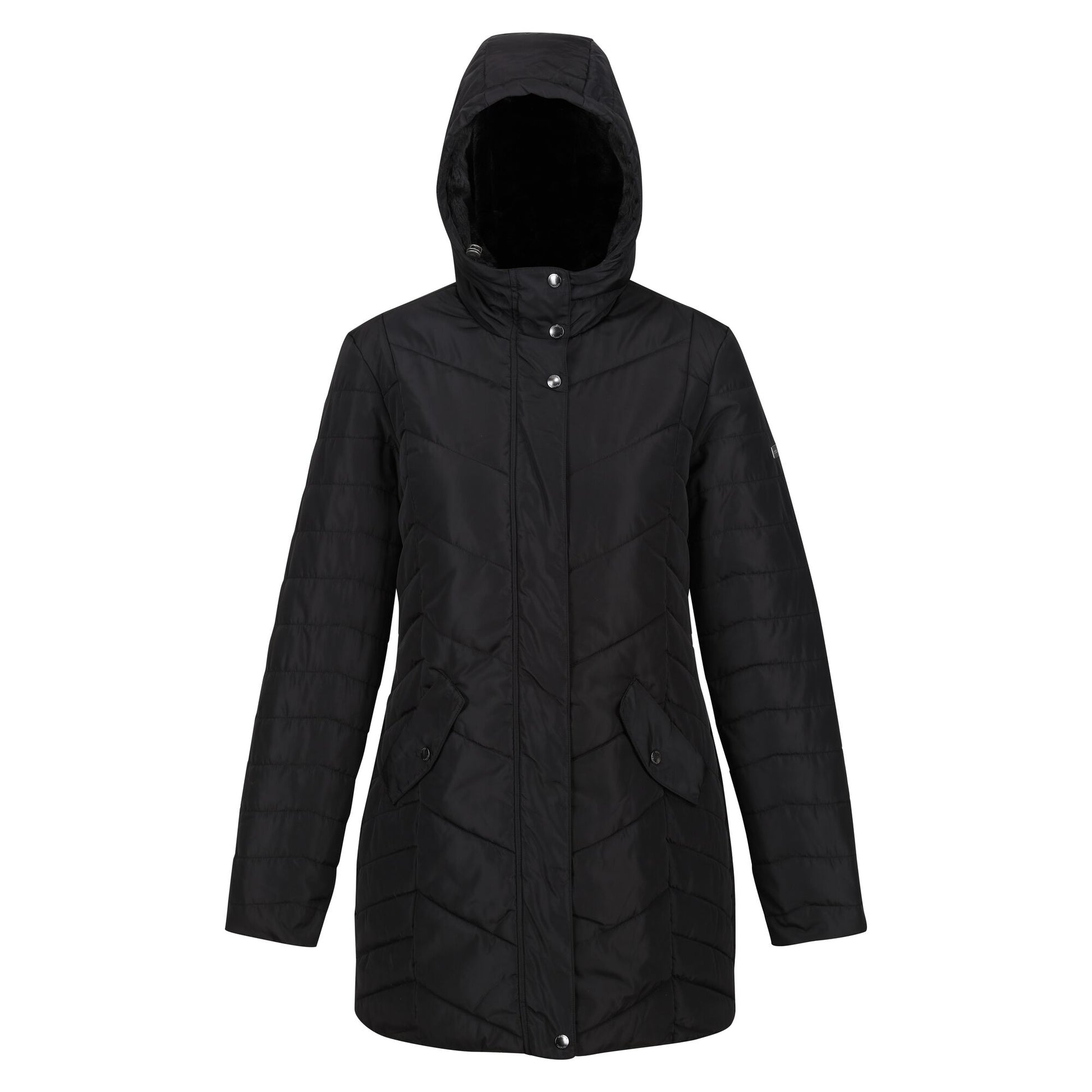 Black - Front - Regatta Womens-Ladies Panthea Insulated Padded Hooded Jacket