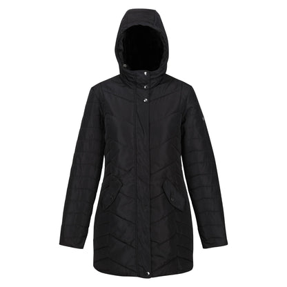 Black - Front - Regatta Womens-Ladies Panthea Insulated Padded Hooded Jacket