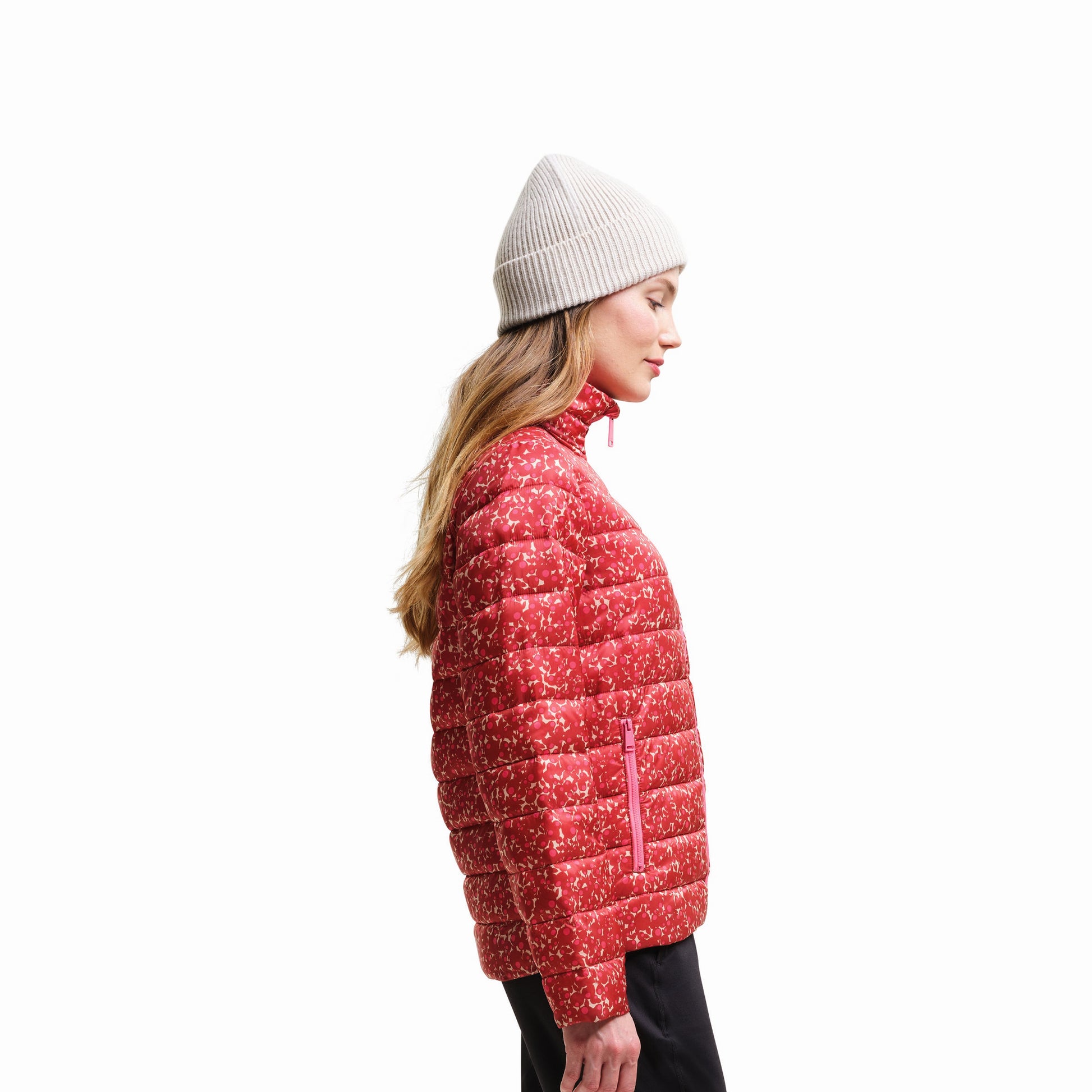 Red - Side - Regatta Womens-Ladies Orla Kiely Berry Bubble Baffled Padded Jacket
