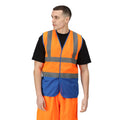 Fluro Orange-Royal Blue - Side - Regatta Mens Pro Two Tone Hi-Vis Vest