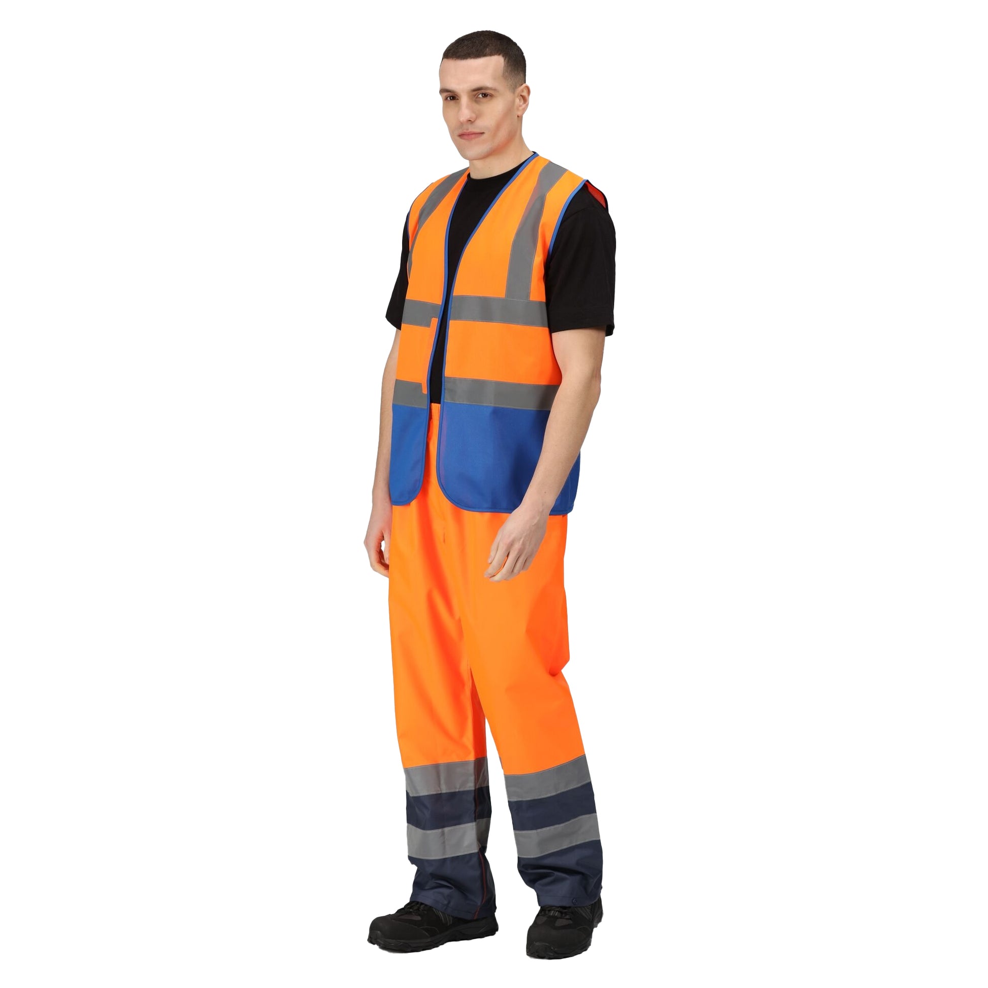 Fluro Orange-Royal Blue - Lifestyle - Regatta Professional Mens Two Tone Hi-Vis Vest