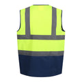 Fluro Yellow-Navy - Back - Regatta Professional Mens Two Tone Hi-Vis Vest