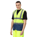 Fluro Yellow-Navy - Side - Regatta Professional Mens Two Tone Hi-Vis Vest