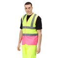 Fluro Yellow-Pink - Side - Regatta Professional Mens Two Tone Hi-Vis Vest