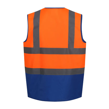 Fluro Orange-Royal Blue - Back - Regatta Professional Mens Two Tone Hi-Vis Vest
