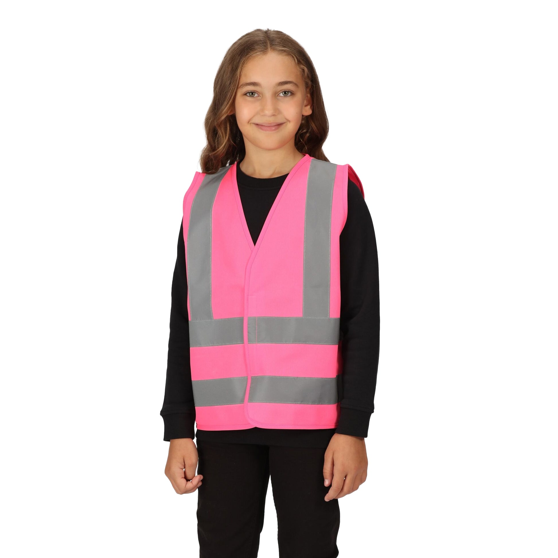 Fluro Pink - Side - Regatta Professional Childrens-Kids Hi-Vis Vest