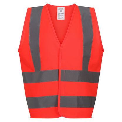 Fluro Red - Front - Regatta Professional Childrens-Kids Hi-Vis Vest