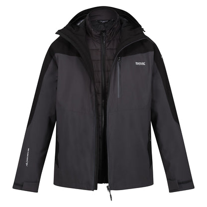 Ash-Black - Pack Shot - Regatta Mens Wentwood VIII 3 in 1 Waterproof Jacket