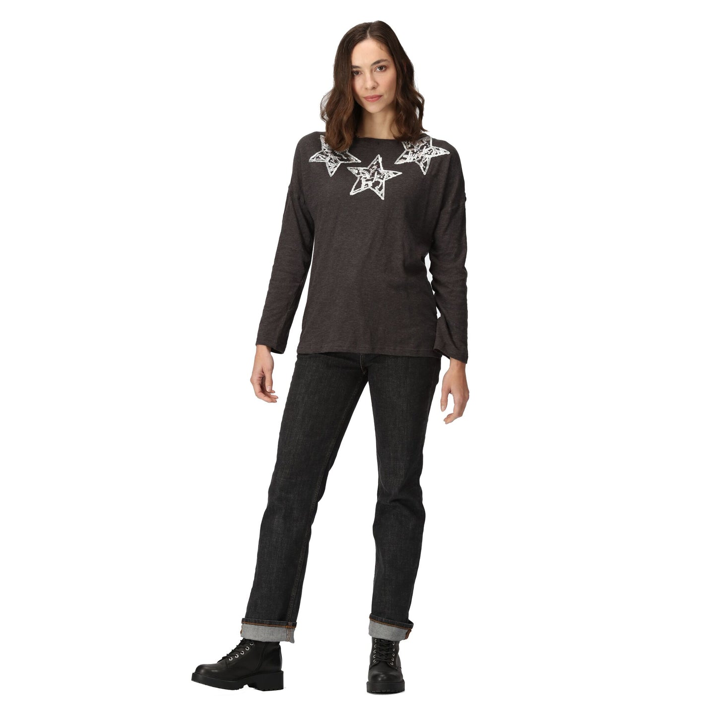 Dark Grey - Lifestyle - Regatta Womens-Ladies Carlene Stars Long-Sleeved T-Shirt