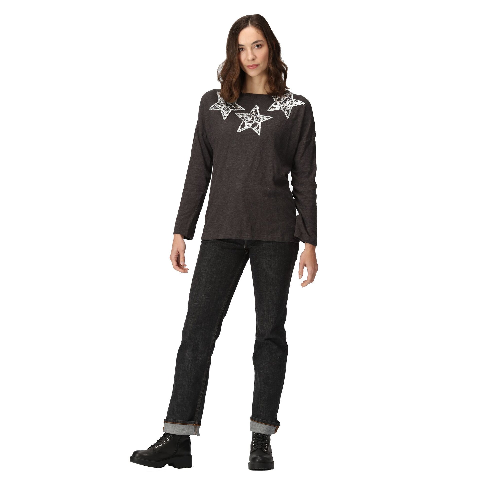 Dark Grey - Lifestyle - Regatta Womens-Ladies Carlene Stars Long-Sleeved T-Shirt