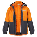 Seal Grey-Orange Pepper - Front - Regatta Childrens-Kids Hydrate VIII 3 in 1 Waterproof Jacket