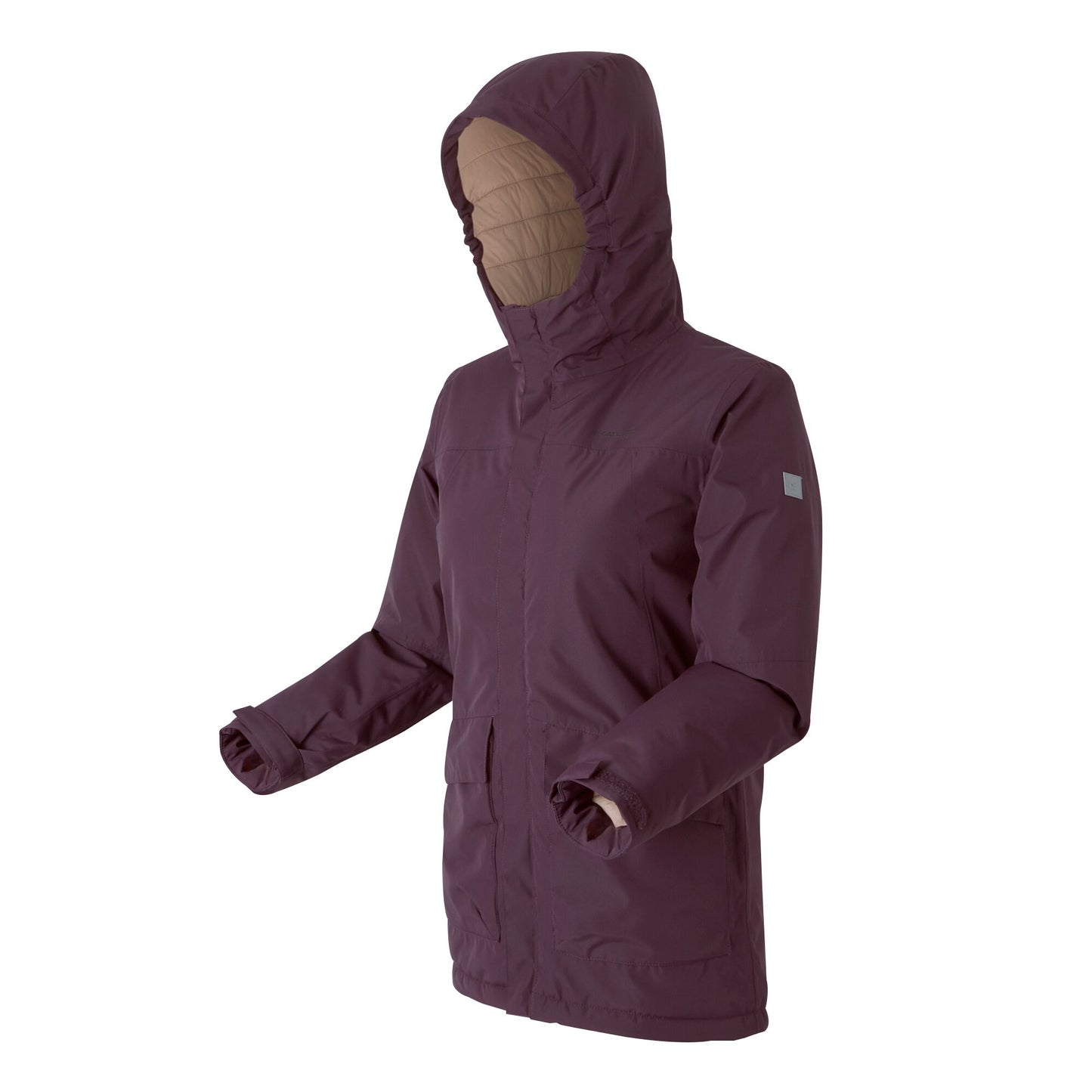 Deep Plum-Warm Taupe - Side - Regatta Childrens-Kids Farbank Ski Jacket