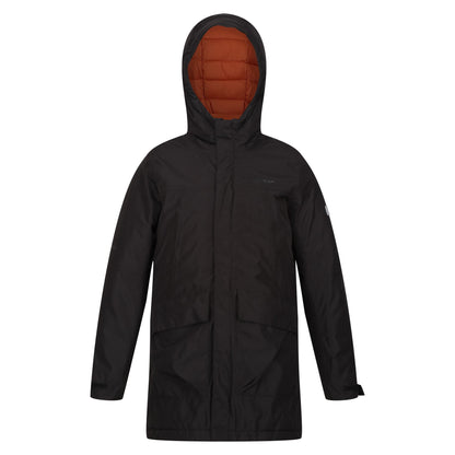 Black-Burnt Copper - Front - Regatta Childrens-Kids Farbank Ski Jacket