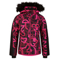 Pure Pink-Black - Front - Dare 2B Girls Ding Graffiti Ski Jacket