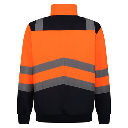Orange-Navy - Back - Regatta Professional Mens Quarter Zip Hi-Vis Vest
