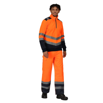 Orange-Navy - Lifestyle - Regatta Professional Mens Quarter Zip Hi-Vis Vest