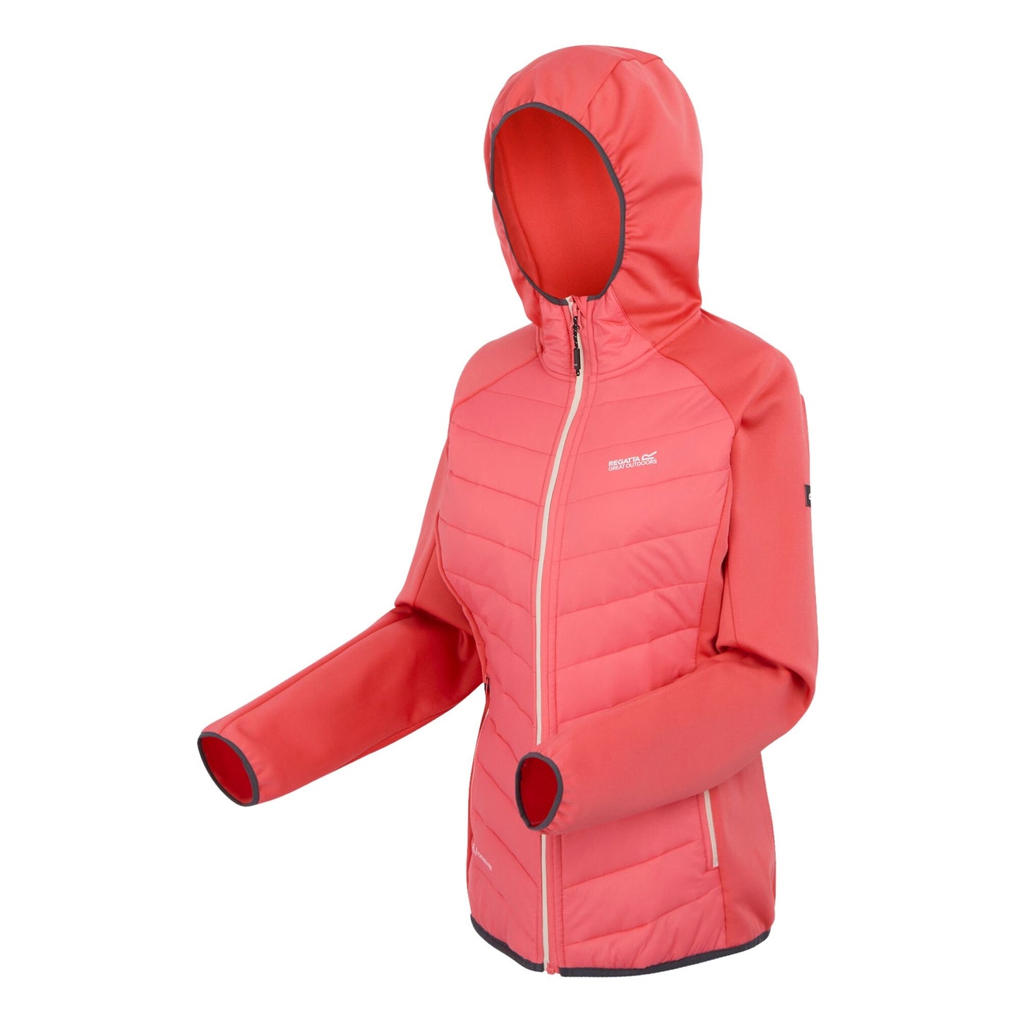 Peach Bloom-Seal Grey - Side - Regatta Womens-Ladies Andreson VIII Hybrid Jacket