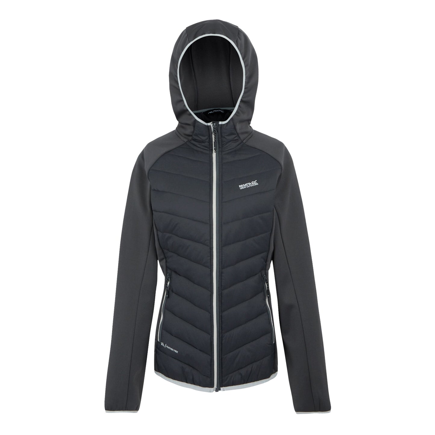 Seal Grey-Oyster Mushroom - Front - Regatta Womens-Ladies Andreson VIII Hybrid Jacket