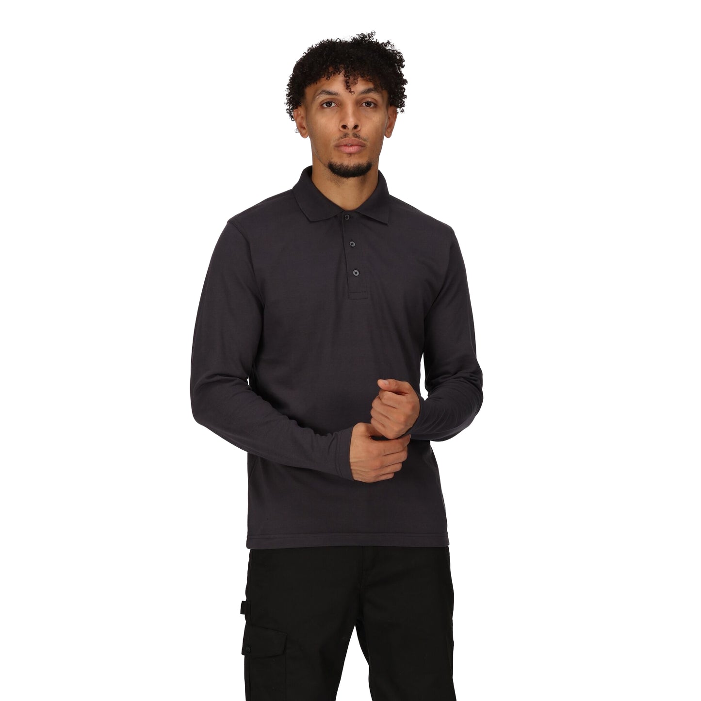 Seal Grey - Side - Regatta Professional Mens Long-Sleeved Polo Shirt