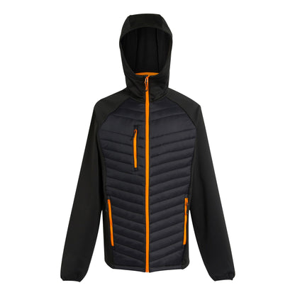 Black-Orange Pop - Front - Regatta Mens Navigate Quilted Hybrid Jacket
