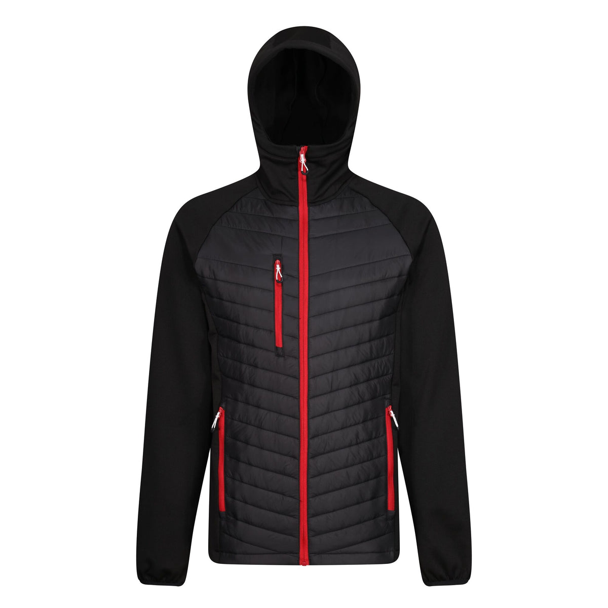 Black-Classic Red - Front - Regatta Mens Navigate Quilted Hybrid Jacket
