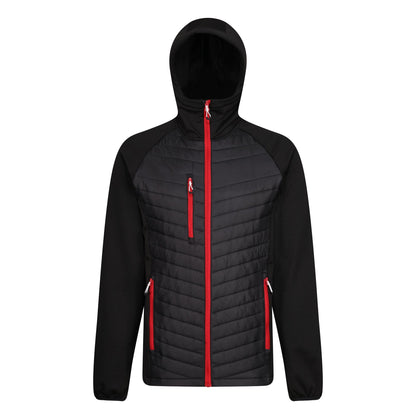 Black-Classic Red - Front - Regatta Mens Navigate Quilted Hybrid Jacket