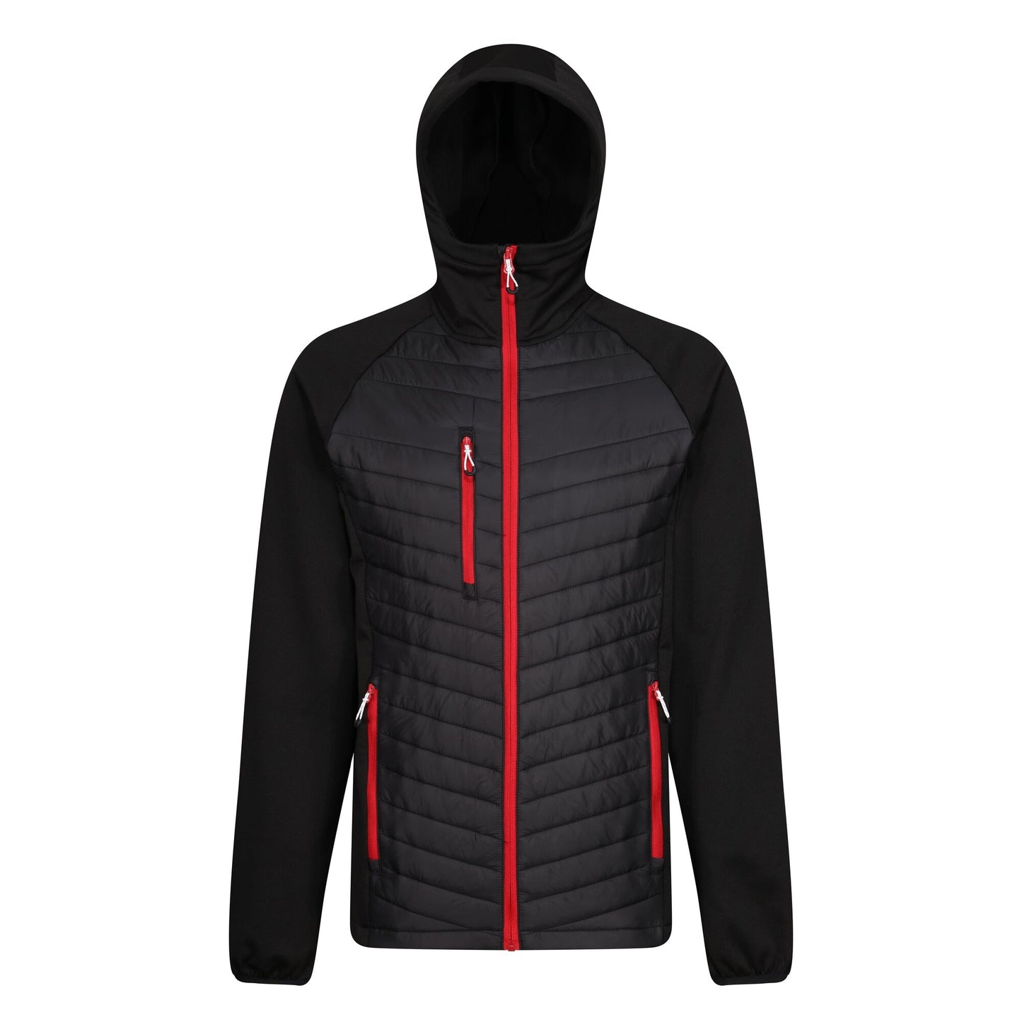 Black-Classic Red - Front - Regatta Mens Navigate Quilted Hybrid Jacket