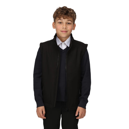 Black - Side - Regatta Professional Childrens-Kids Softshell Reflective Gilet