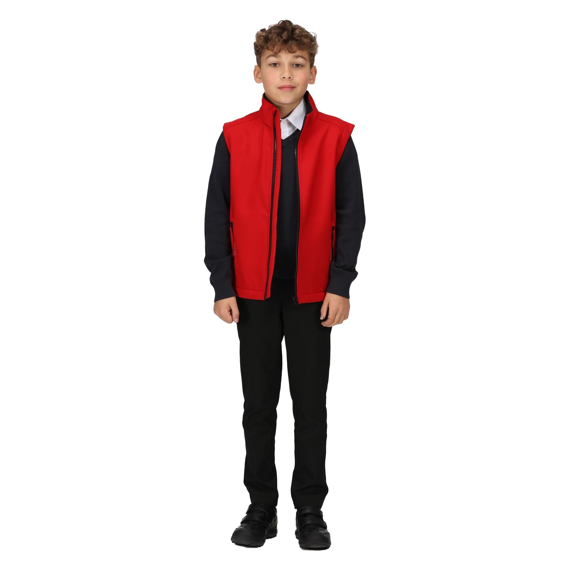 Classic Red-Black - Lifestyle - Regatta Professional Childrens-Kids Softshell Reflective Gilet