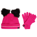 Pink Glow-Cotton Candy - Front - Dare 2B Childrens-Kids Brighten Fluffy Hat And Gloves Set