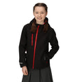 Black-Classic Red - Side - Regatta Professional Childrens-Kids 3 Layer Soft Shell Jacket