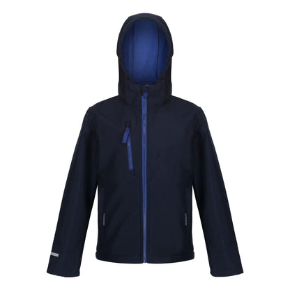 Navy-New Royal - Front - Regatta Professional Childrens-Kids 3 Layer Soft Shell Jacket