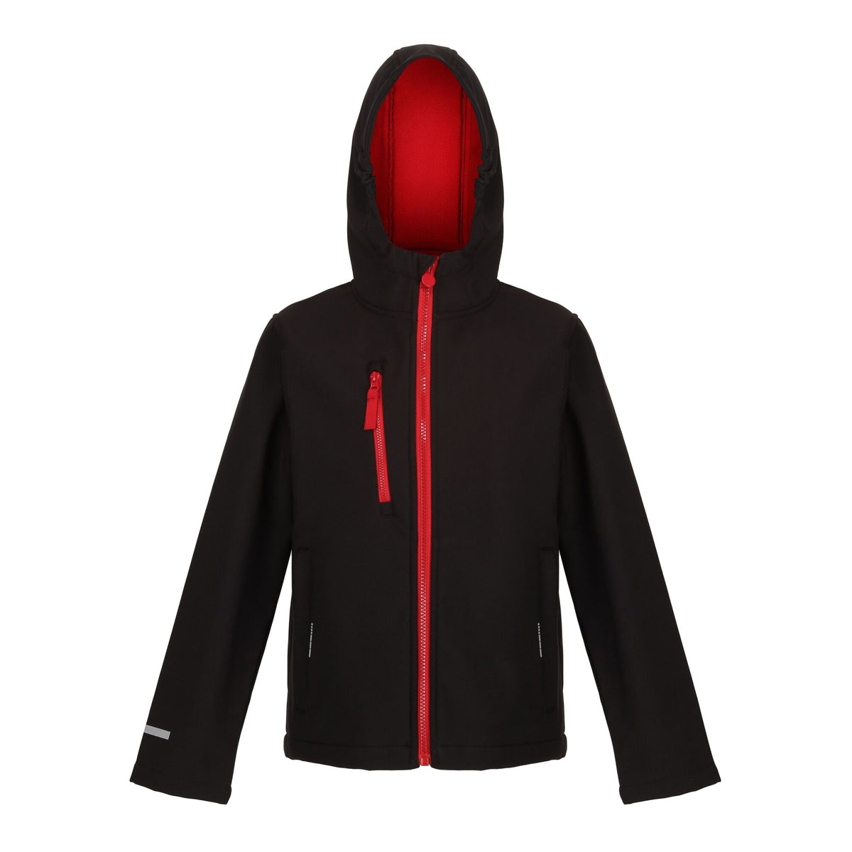Black-Classic Red - Front - Regatta Professional Childrens-Kids 3 Layer Soft Shell Jacket