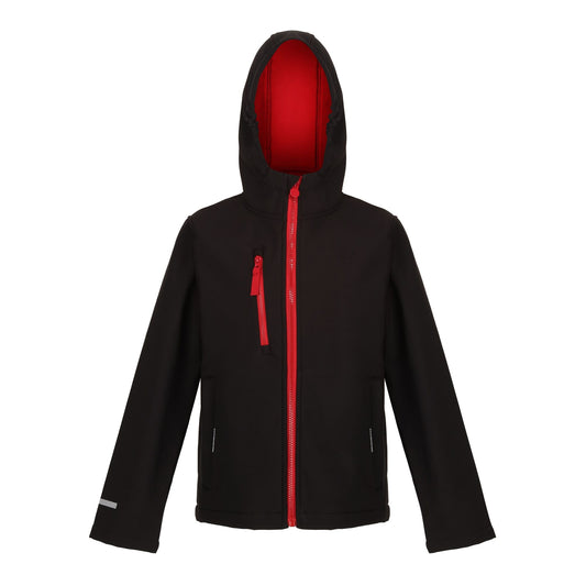 Black-Classic Red - Front - Regatta Professional Childrens-Kids 3 Layer Soft Shell Jacket