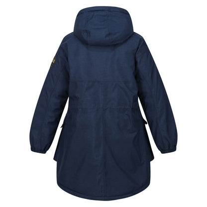 Navy Marl - Back - Regatta Womens-Ladies Christian Lacroix Cailar Logo Longline Waterproof Jacket