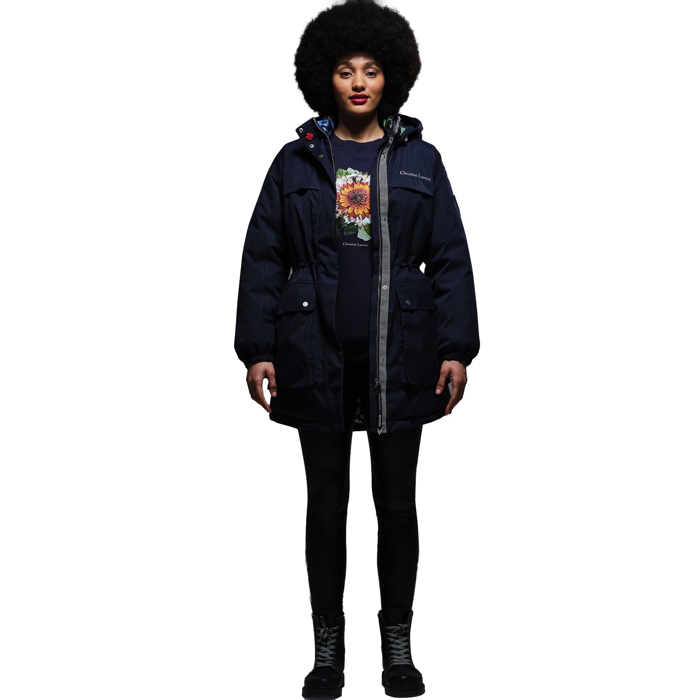 Navy Marl - Side - Regatta Womens-Ladies Christian Lacroix Cailar Logo Longline Waterproof Jacket