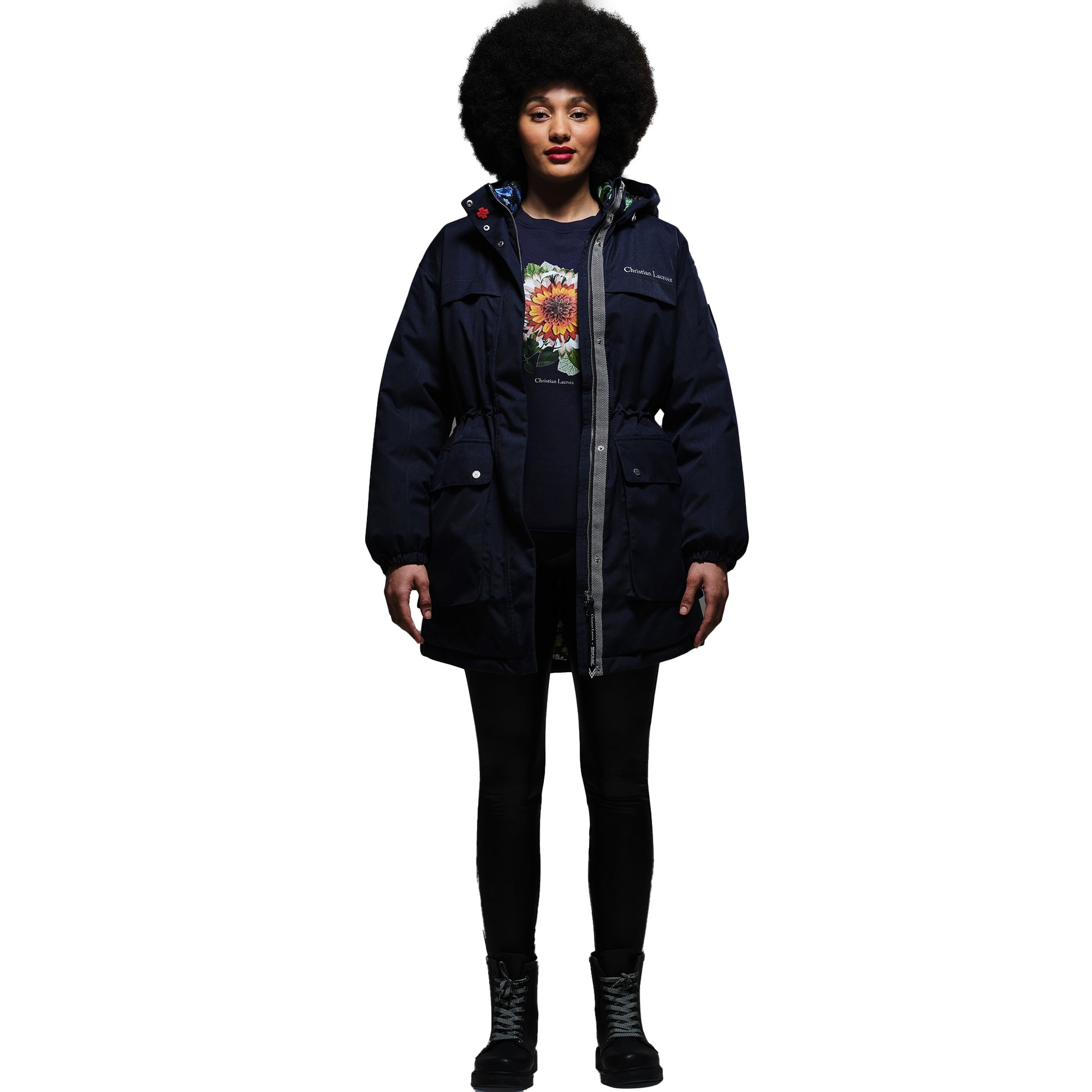 Navy Marl - Side - Regatta Womens-Ladies Christian Lacroix Cailar Logo Longline Waterproof Jacket