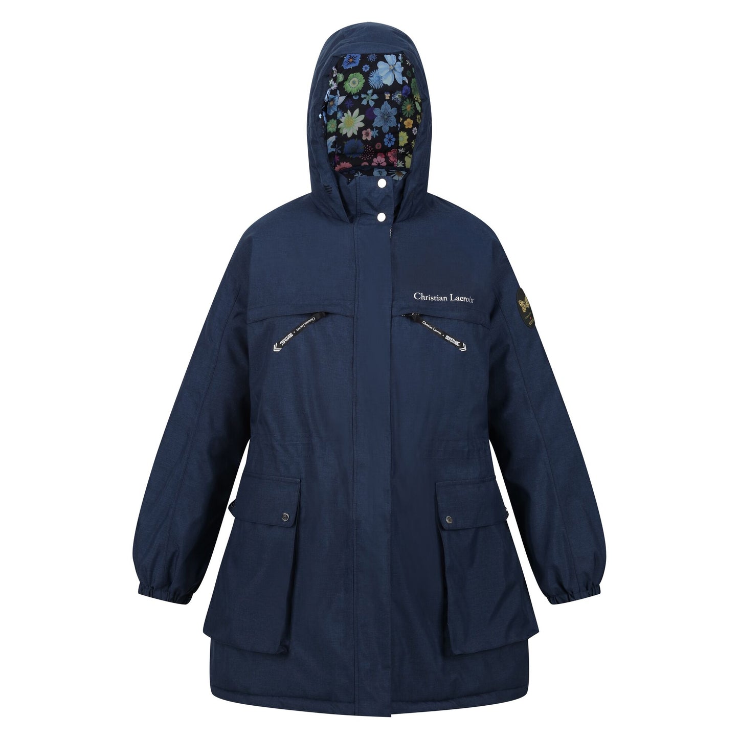 Navy Marl - Front - Regatta Womens-Ladies Christian Lacroix Cailar Logo Longline Waterproof Jacket