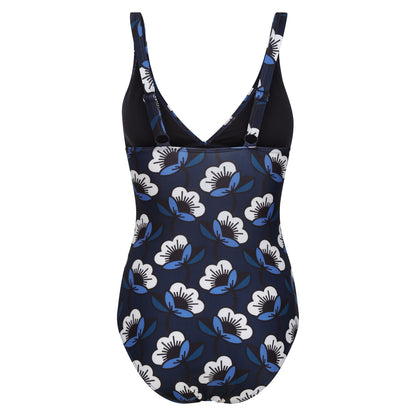 Navy - Back - Regatta Womens-Ladies Orla Kiely Passion Flower One Piece Swimsuit