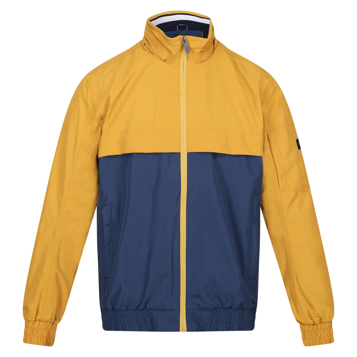 Gold Straw-Dark Denim - Front - Regatta Mens Shorebay Colour Block Waterproof Jacket