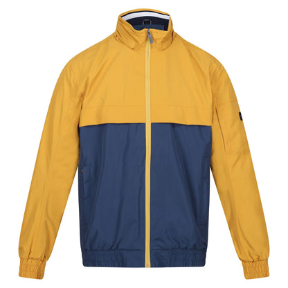 Gold Straw-Dark Denim - Front - Regatta Mens Shorebay Colour Block Waterproof Jacket
