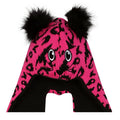 Pure Pink-Black - Side - Dare 2B Childrens-Kids Snowplay Leopard Print 3 in 1 Hat Scarf