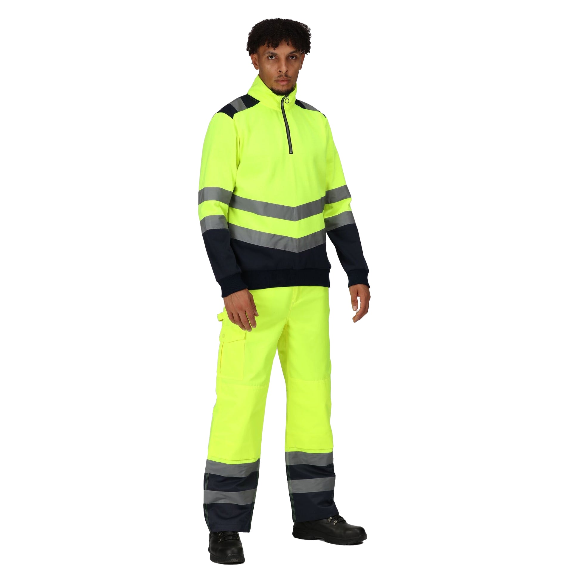 Yellow-Navy - Lifestyle - Regatta Professional Mens Hi-Vis Quarter Zip Top