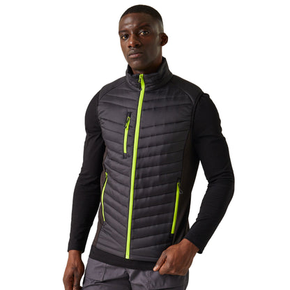 Black-Lime Green - Side - Regatta Professional Mens Quilted Hybrid Gilet