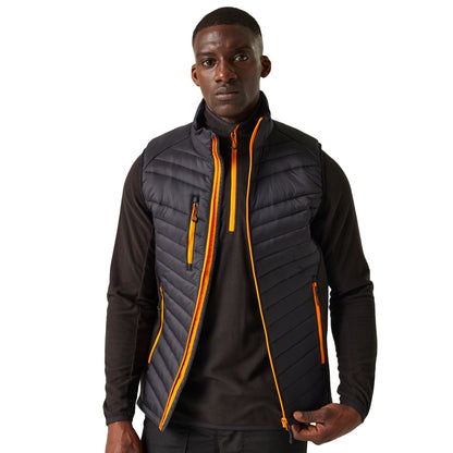 Black-Orange Pop - Side - Regatta Professional Mens Quilted Hybrid Gilet