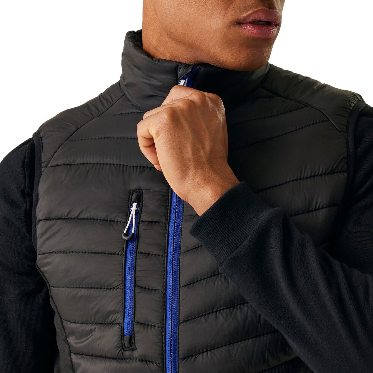 Black-New Royal - Side - Regatta Professional Mens Quilted Hybrid Gilet