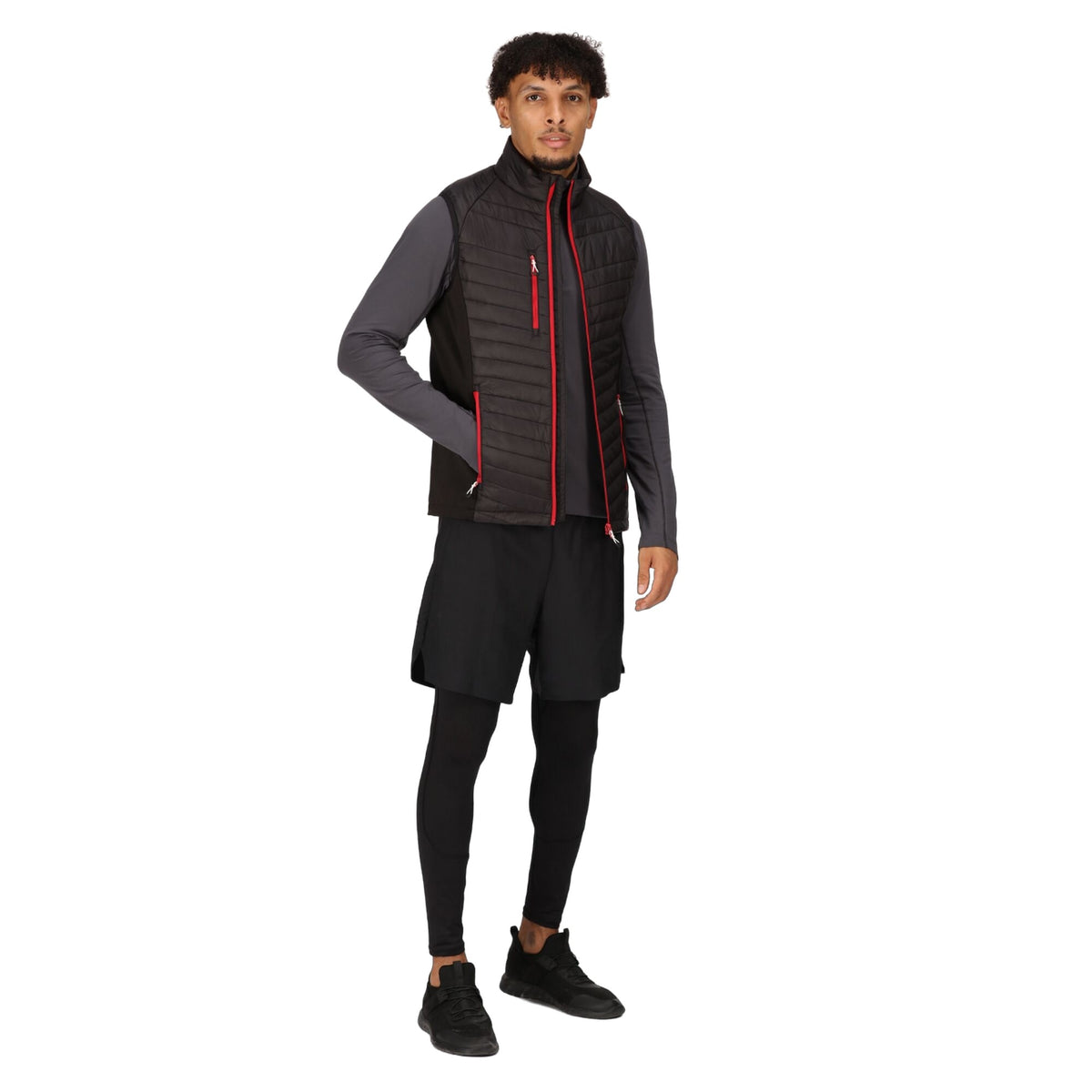 Black-Classic Red - Pack Shot - Regatta Professional Mens Quilted Hybrid Gilet