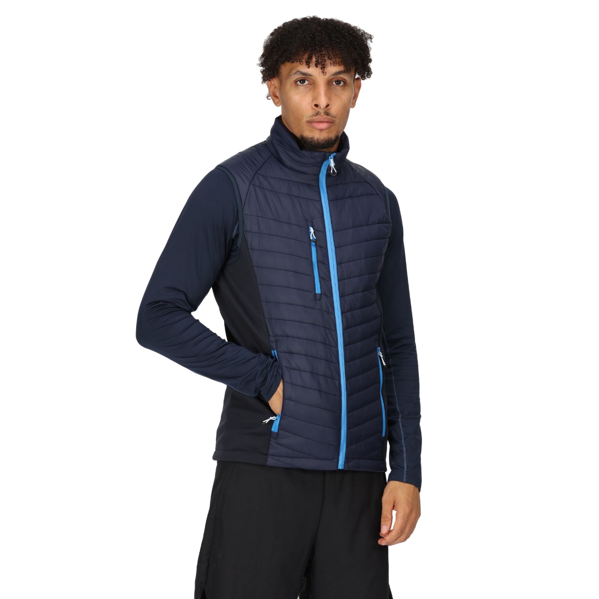 Navy-French Blue - Side - Regatta Professional Mens Quilted Hybrid Gilet