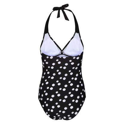 Black-White - Back - Regatta Womens-Ladies Flavia Polka Dot One Piece Swimsuit