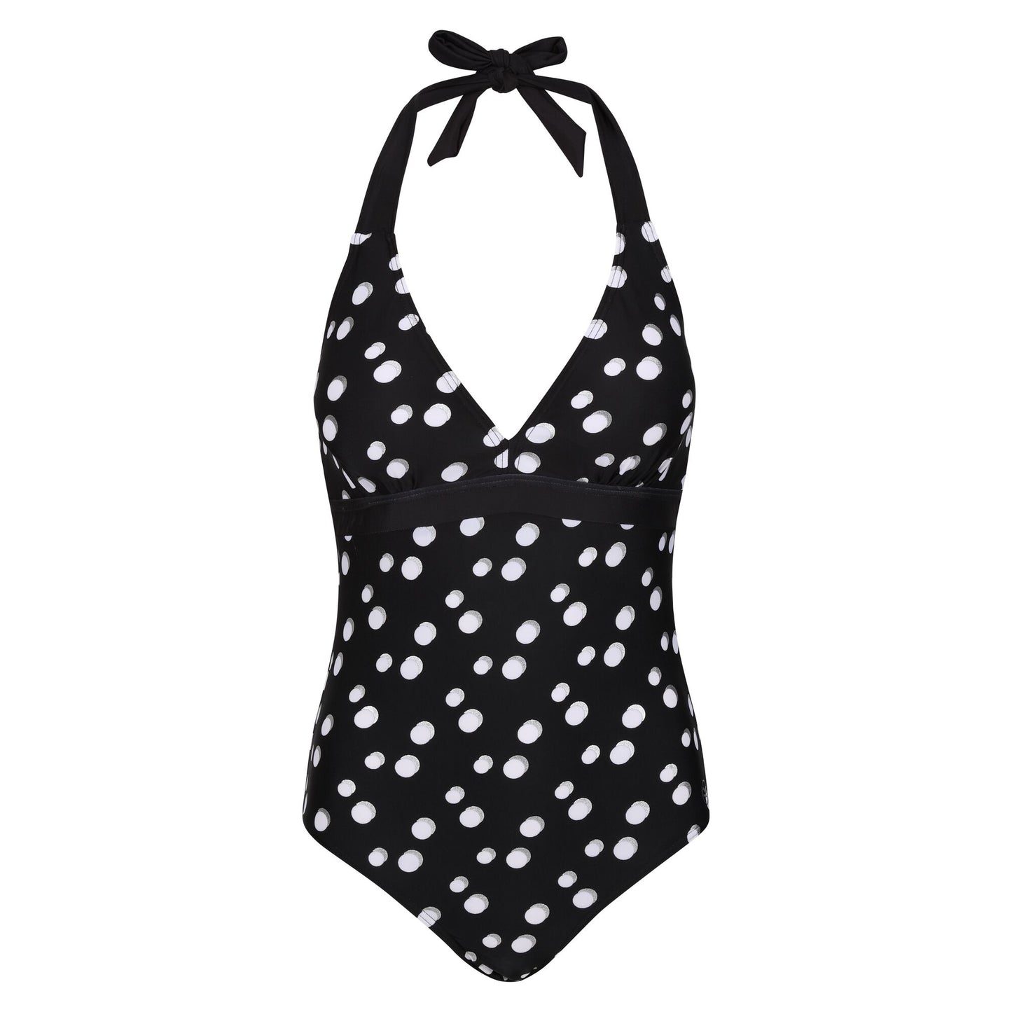 Black-White - Front - Regatta Womens-Ladies Flavia Polka Dot One Piece Swimsuit